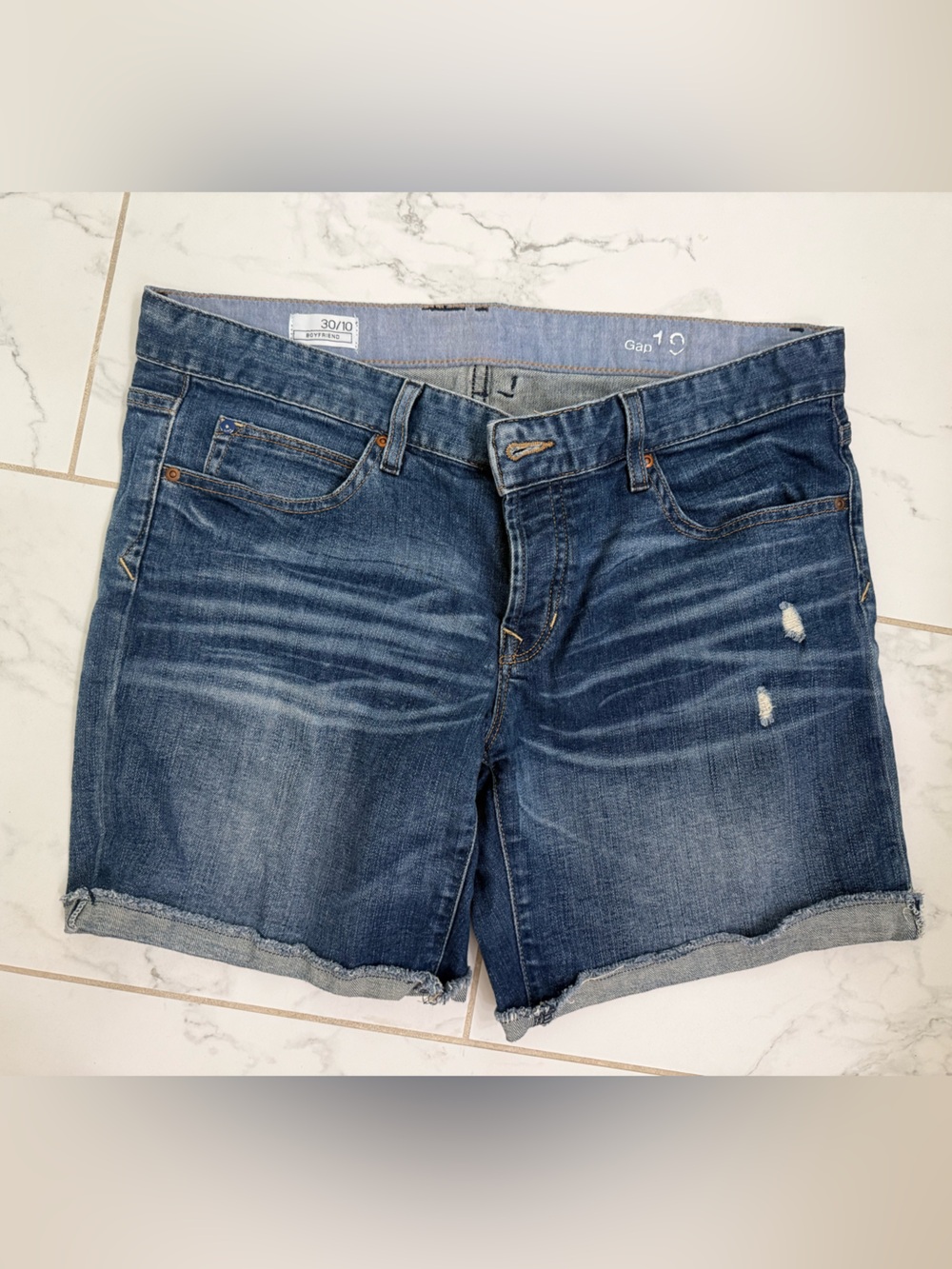 GAP Women's Faded Blue Denim Shorts with Raw Hem